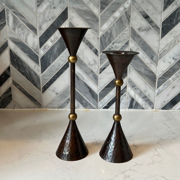 Vintage Rosenthal-Netter Brass candle stick holders